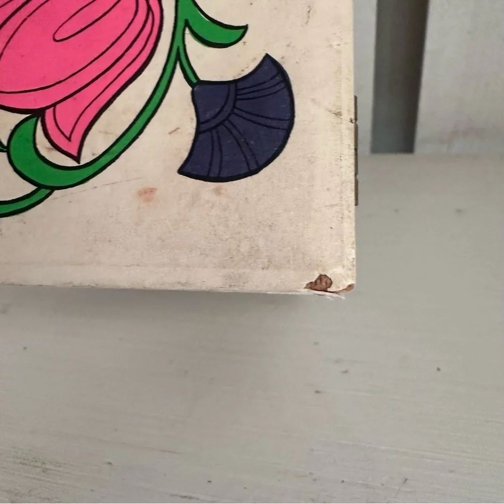 Vintage Japanese Ballerina Music Box Jewelry Box Floral Wood Spinning Dancer